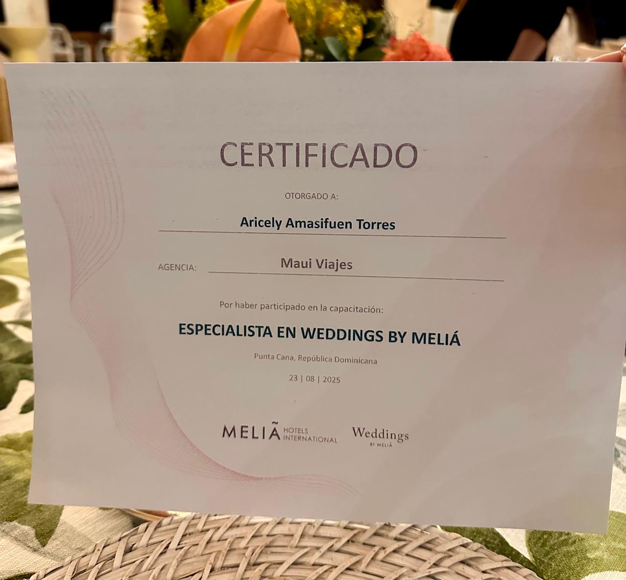 Certificado Wedding Planner